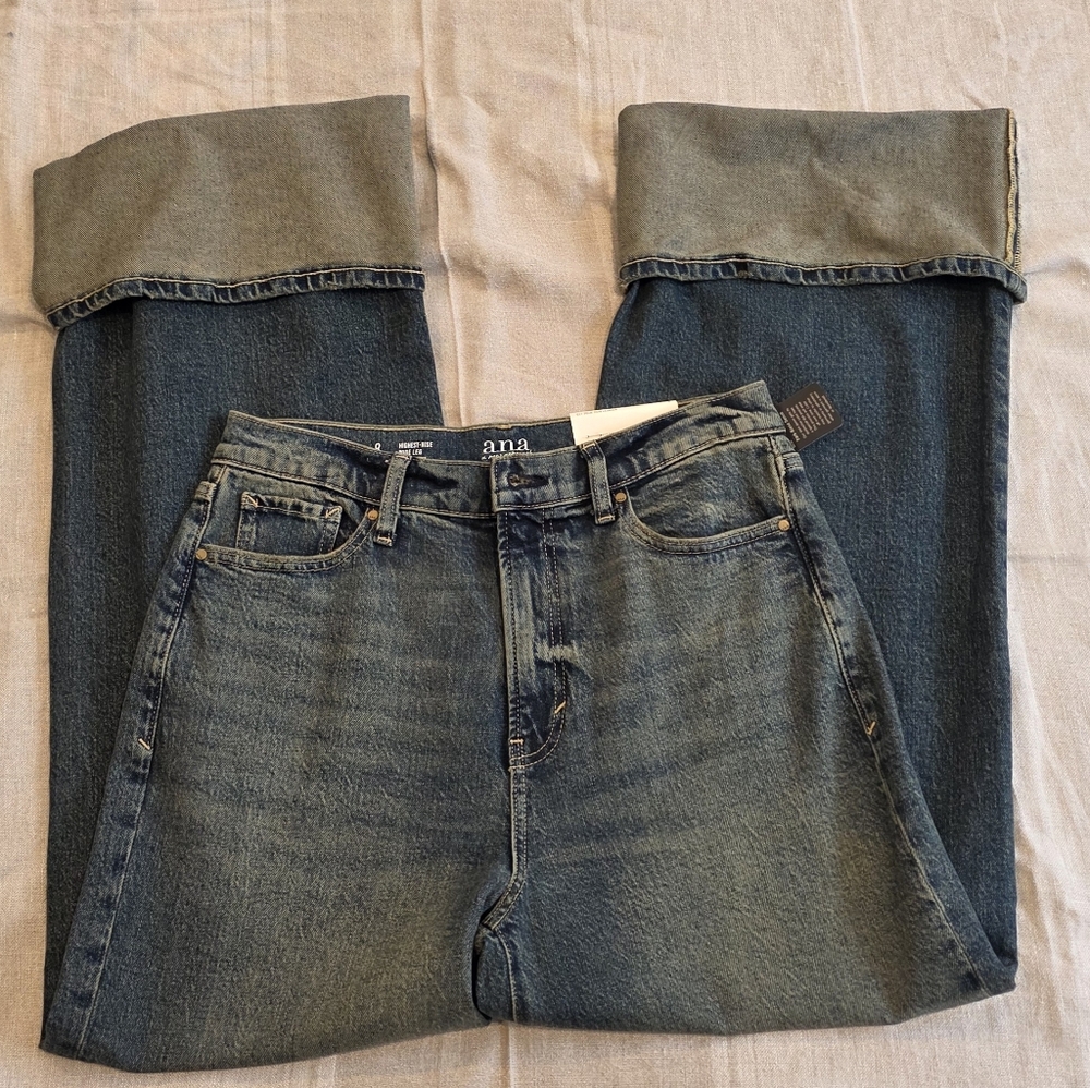 a.n.a Women's High Rise Jeans - Dark Blue